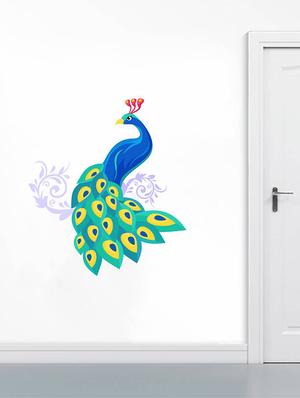 Rawpockets Wall Decals ' Decorative Blue Peacock ' Wall stickers (PVC Vinyl) Multicolour - 15734150 - Standard Image - 2