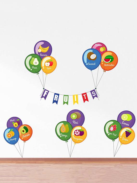 Rawpockets Wall Decals ' Fruits Name on Balloons ' Wall stickers (PVC Vinyl) Multicolour - 15734153 - Zoom Image - 2