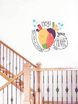Rawpockets Wall Decals ' Follow Your Heart ' Wall stickers (PVC Vinyl) Multicolour - 15734155 - Standard Image - 2