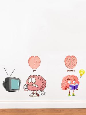 Rawpockets Wall Decals ' TV vs Brain ' Wall stickers (PVC Vinyl) Multicolour - 15734156 - Standard Image - 2