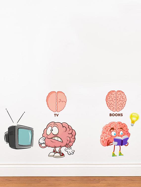 Rawpockets Wall Decals ' TV vs Brain ' Wall stickers (PVC Vinyl) Multicolour - 15734156 - Zoom Image - 2