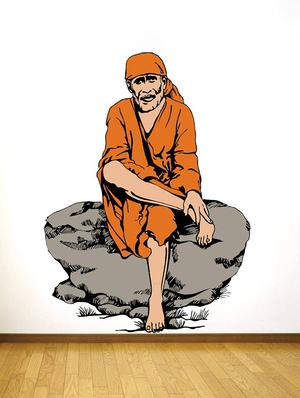 Rawpockets Wall Decals ' Lord Sai Baba ' Wall stickers (PVC Vinyl) Multicolour - 15734159 - Standard Image - 2