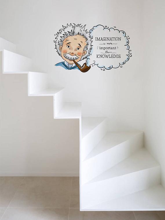 Rawpockets Wall Decals ' Albert Einstein Imagination Quote ' Wall stickers (PVC Vinyl) Multicolour - 15734162 - Zoom Image - 2