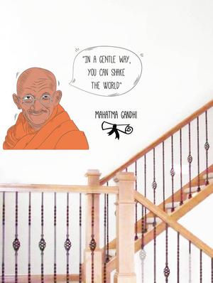 Rawpockets Wall Decals ' Mahatma Gandhi and His Quote ' Wall stickers (PVC Vinyl) Multicolour - 15734167 - Standard Image - 2
