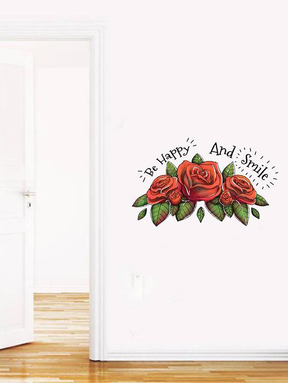 Rawpockets Wall Decals ' Be Happy and Smile ' Wall stickers (PVC Vinyl) Multicolour - 15734172 - Zoom Image - 2