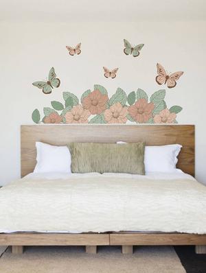 Rawpockets Wall Decals ' Flowers and Butterfly Decorative - Bed Room ' Wall stickers (PVC Vinyl) Multicolour - 15734174 - Standard Image - 2