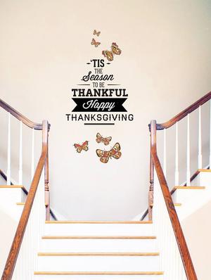 Rawpockets Wall Decals ' Thanks Giving Quote and Butterfly ' Wall stickers (PVC Vinyl) Multicolour - 15734175 - Standard Image - 2