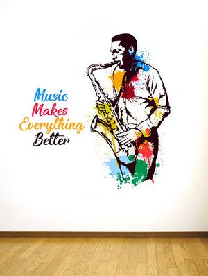 Rawpockets Wall Decals ' Music Makes Everything Better -Typography ' Wall stickers (PVC Vinyl) Multicolour - 15734178 - Standard Image - 2