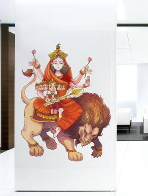 Rawpockets Wall Decals ' Goddess Saraswathi with Baby Murugan ' Wall stickers (PVC Vinyl) Multicolour - 15734183 - Standard Image - 2