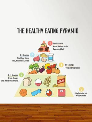 Rawpockets Wall Decals ' Healthy Eating Pyramid - Kitchen Room ' Wall stickers (PVC Vinyl) Multicolour - 15734185 - Standard Image - 2