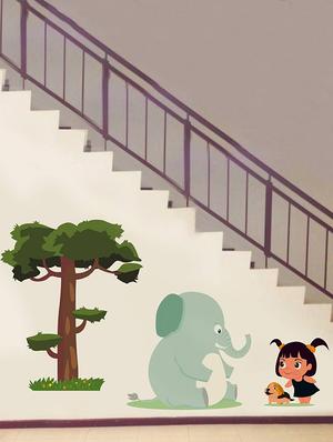 Rawpockets Wall Decals ' Elephant Tree and Kids ' Wall stickers (PVC Vinyl) Multicolour - 15734186 - Standard Image - 2