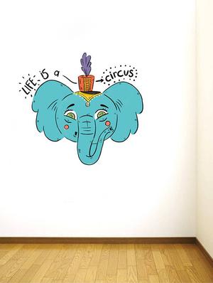 Rawpockets Wall Decals ' Life is a Circus ' Quote and Elephant ' Wall stickers (PVC Vinyl) Multicolour - 15734197 - Standard Image - 2