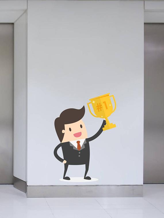 Rawpockets Wall Decals ' Winner at Office ' Wall stickers (PVC Vinyl) Multicolour - 15734203 - Zoom Image - 2