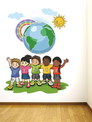 Rawpockets Wall Decals ' Peace Of World? ' Wall stickers (PVC Vinyl) Multicolour - 15734205 - Standard Image - 2