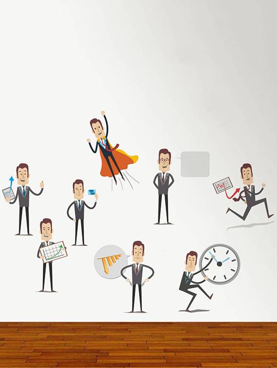 Rawpockets Wall Decals ' Office activity ' Wall stickers (PVC Vinyl) Multicolour - 15734206 - Zoom Image - 2