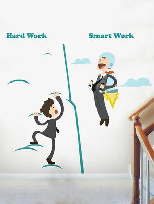 Rawpockets Wall Decals ' Hard Work Vs Smart Work ' Wall stickers (PVC Vinyl) Multicolour - 15734207 - Standard Image - 2