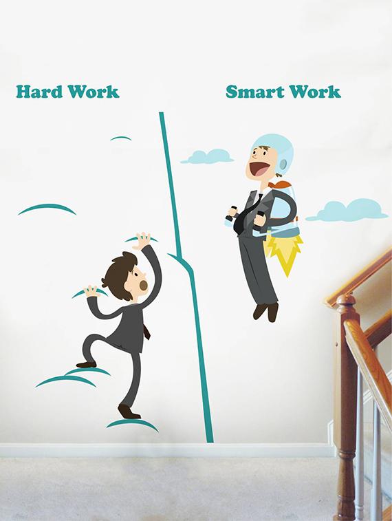 Rawpockets Wall Decals ' Hard Work Vs Smart Work ' Wall stickers (PVC Vinyl) Multicolour - 15734207 - Zoom Image - 2
