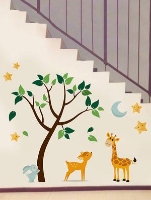 Rawpockets Wall Decals ' Cartoon Jungle Animals ' Wall stickers (PVC Vinyl) Multicolour - 15734212 - Standard Image - 2