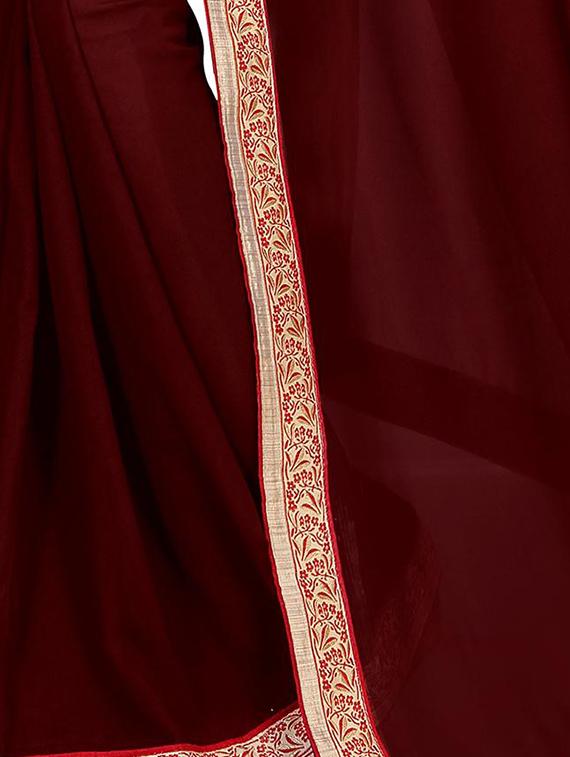 floral lace border saree with blouse - 15734512 - Zoom Image - 2