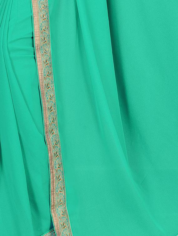 floral lace border saree with blouse - 15734518 - Zoom Image - 2