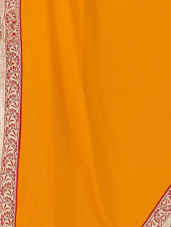 floral lace border saree with blouse - 15734521 - Zoom Image - 2