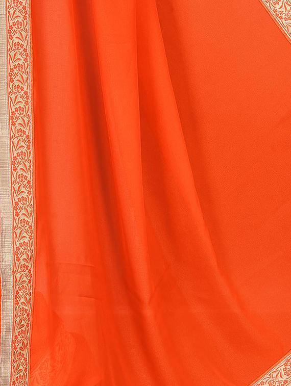 floral lace border saree with blouse - 15734526 - Zoom Image - 2
