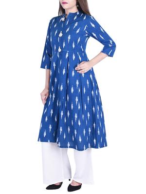 Ikat a-line kurta with tassels - 15734534 - Standard Image - 2