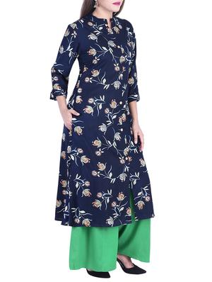 Printed a-line kurta with pockets - 15734535 - Standard Image - 2