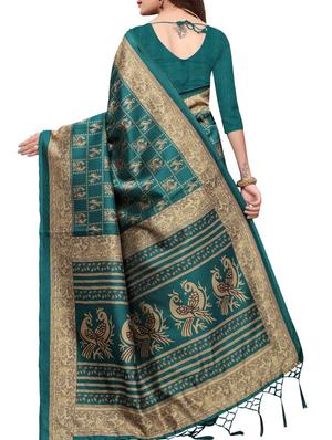 conversational printed saree with blouse - 15734625 - Standard Image - 2