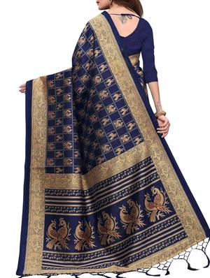 conversational printed saree with blouse - 15734626 - Standard Image - 2