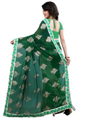 foil printed half & half saree with blouse - 15734680 - Standard Image - 2