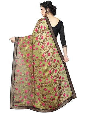floral printed saree with blouse - 15734774 - Standard Image - 2