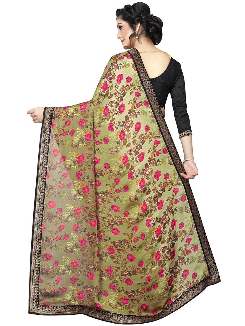 floral printed saree with blouse - 15734774 - Zoom Image - 2