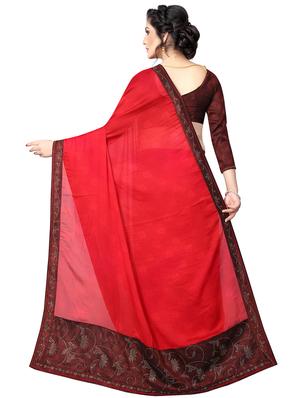 embellished pallu bordered saree with blouse - 15734779 - Standard Image - 2