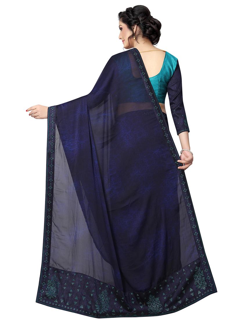 embellished pallu bordered saree with blouse - 15734781 - Zoom Image - 2