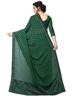 checkered printed saree with blouse - 15734785 - Standard Image - 2