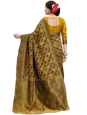 floral zari motif banarasi saree with blouse - 15734870 - Standard Image - 2