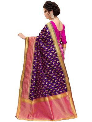 half & half paisley banarasi saree with blouse - 15734879 - Standard Image - 2