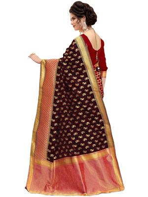 half & half paisley banarasi saree with blouse - 15734880 - Standard Image - 2