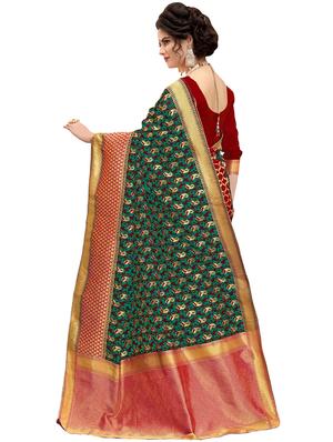 half & half paisley banarasi saree with blouse - 15734881 - Standard Image - 2