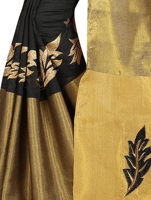 gold zari woven saree with blouse - 15734897 - Standard Image - 2