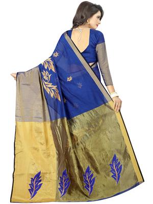 gold zari woven saree with blouse - 15734898 - Standard Image - 2