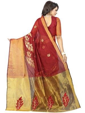 gold zari woven saree with blouse - 15734899 - Standard Image - 2