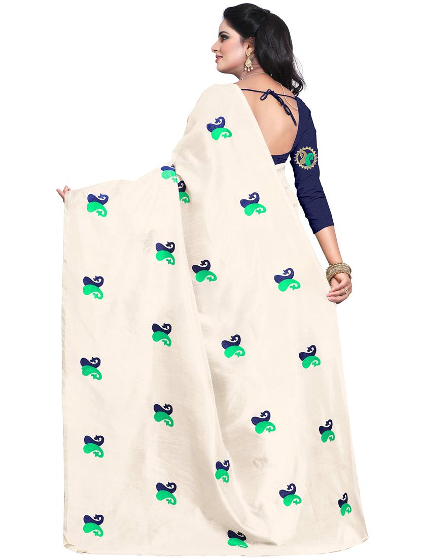 paisley embroidered saree with blouse - 15734918 - Zoom Image - 2
