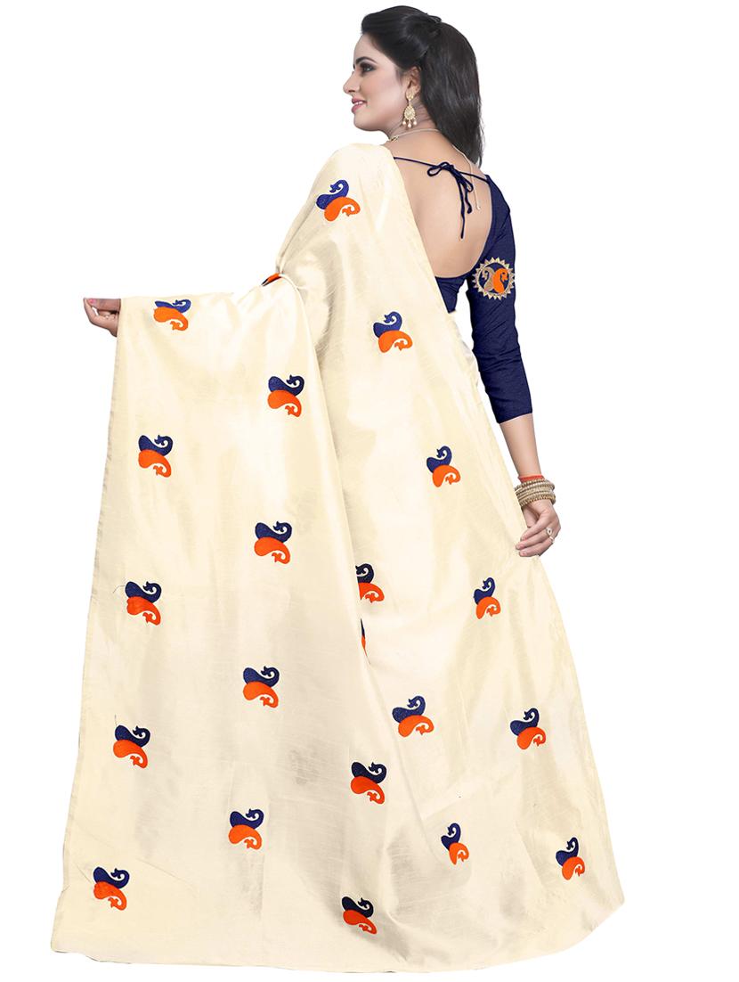 paisley embroidered saree with blouse - 15734919 - Zoom Image - 2