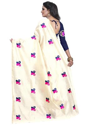 paisley embroidered saree with blouse - 15734920 - Standard Image - 2