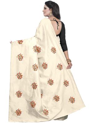 beige embroidered saree with blouse - 15734923 - Standard Image - 2
