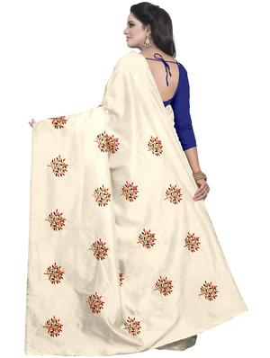 beige embroidered saree with blouse - 15734924 - Standard Image - 2