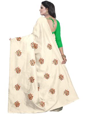 beige embroidered saree with blouse - 15734925 - Standard Image - 2