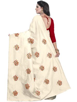 beige embroidered saree with blouse - 15734926 - Standard Image - 2